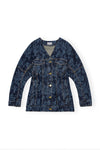 Lazer Denim Shaped Sleeve Blazer - Mid Stone Blue