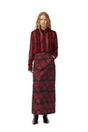 Botanical Jacquard Long Skirt - High Risk Red