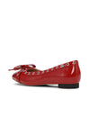 Eyelets Bow Ballerina Flat - Racing Red
