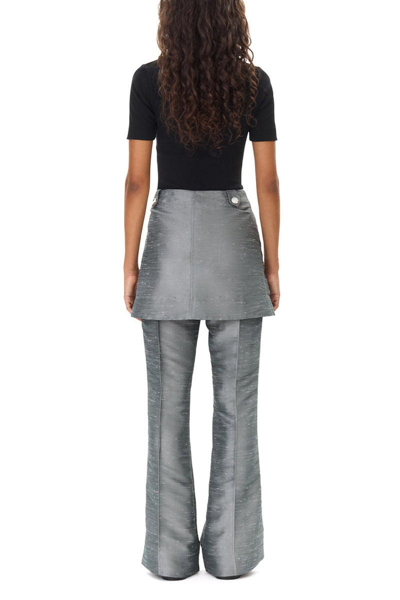 Shantoon Suiting Skirt Flare Pants - Gray Quill