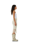 Thin Cotton Lace Midi Skirt - Egret