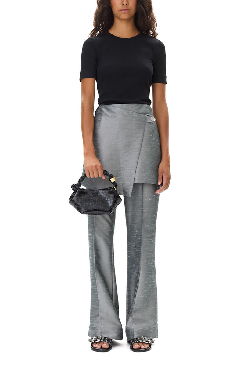 Shantoon Suiting Skirt Flare Pants - Gray Quill