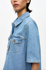 Broderie Anglaise Midi Dress - Light Blue Stone