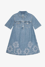 Broderie Anglaise Midi Dress - Light Blue Stone