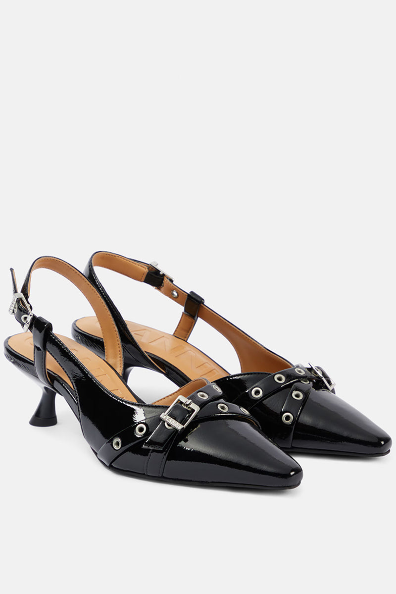 Eyelets Open Kitten Heel Pump Black