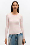 Soft Cotton Stripe Rib Longsleeve - Chalk Pink