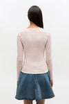 Soft Cotton Stripe Rib Longsleeve - Chalk Pink