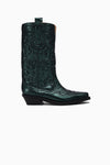 Mid Shaft Embroidered Boot - Metallic