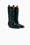 Mid Shaft Embroidered Boot - Metallic