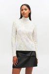 GANNI Sheer Flower Jacquard Mockneck - Egret