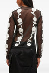 GANNI Sheer Flower Crochet Applique Top - Black