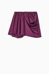 Technical Stretch Satin Draped Mini Skirt - Mauve Wine