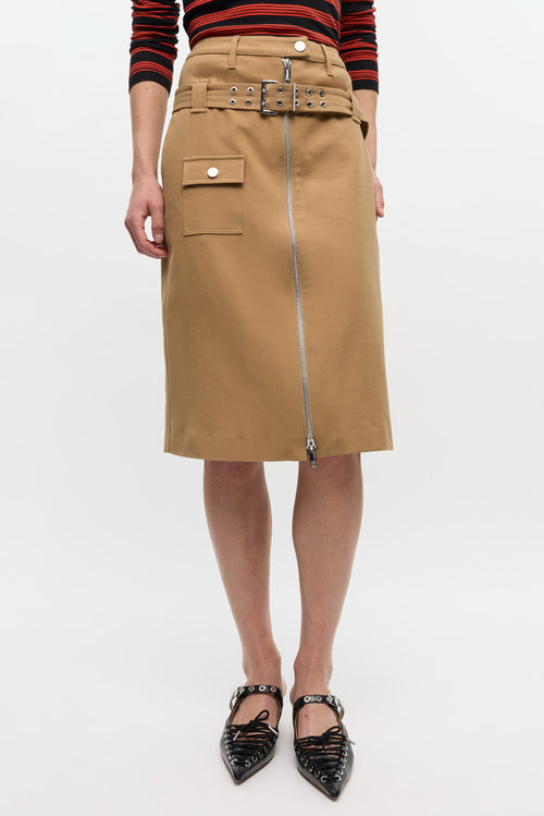Heavy Cotton Tailoring Midi Skirt - Tiger's Eye