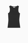 Soft Cotton Rib Tank Top - Black
