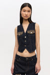 Neppy Denim Vest - Dark Blue Stone