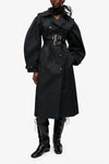 Bonded Cotton Trench Coat - Black