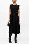 Heavy Cotton Tailoring Corset Midi Dress - Black