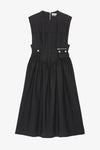 Heavy Cotton Tailoring Corset Midi Dress - Black
