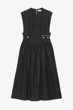 Heavy Cotton Tailoring Corset Midi Dress - Black