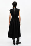 Heavy Cotton Tailoring Corset Midi Dress - Black