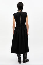 Heavy Cotton Tailoring Corset Midi Dress - Black