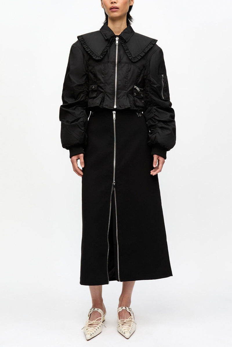 Duchesse Nylon Fitted Jacket - Black