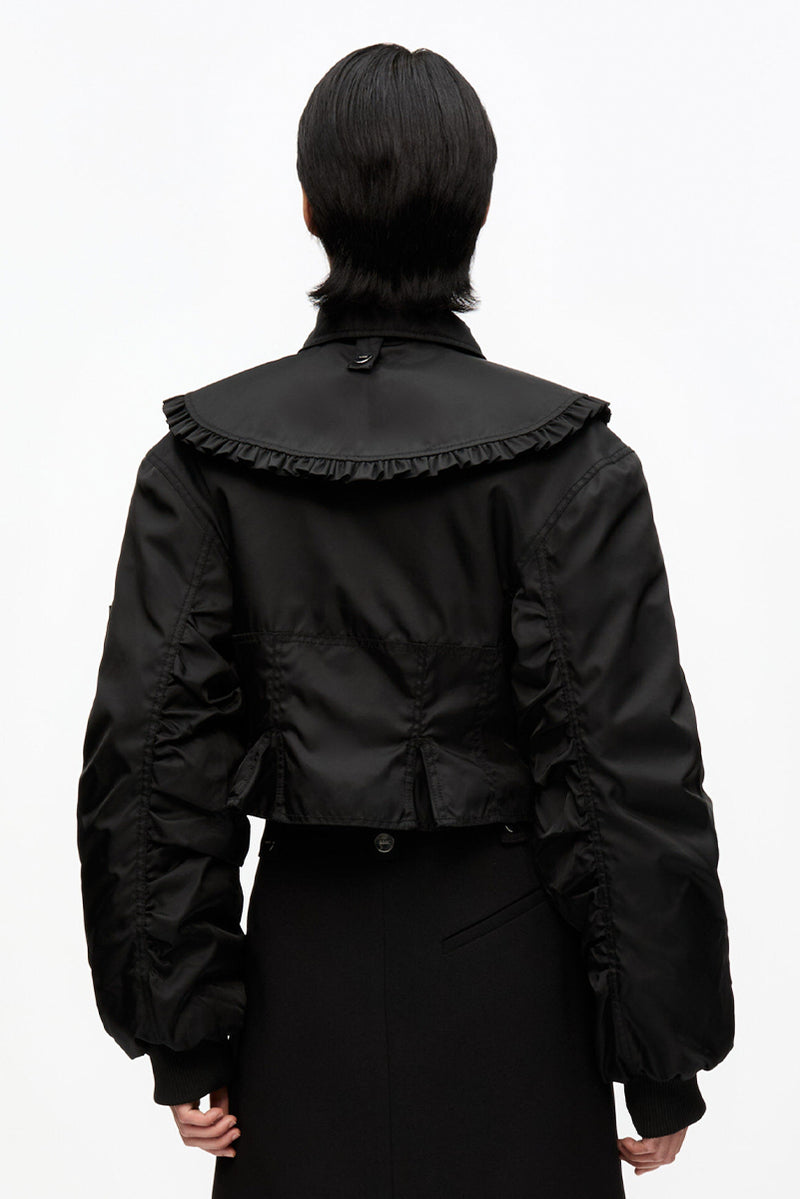 Duchesse Nylon Fitted Jacket - Black