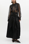 Duchesse Nylon Long Pocket Skirt - Black