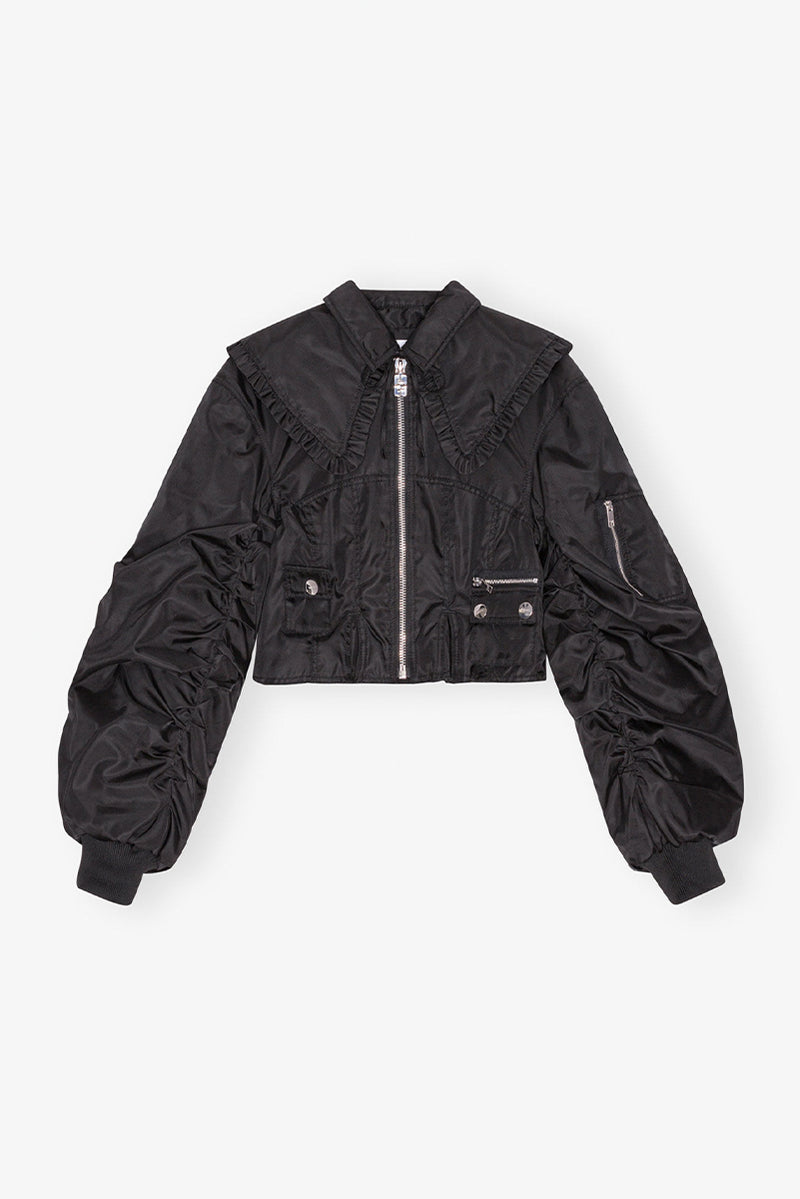Duchesse Nylon Fitted Jacket - Black