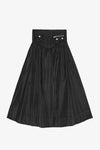 Duchesse Nylon Long Pocket Skirt - Black