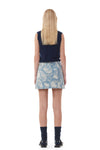 GANNI Brocade Mini Skirt - Silver Lake Blue