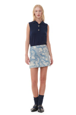 GANNI Brocade Mini Skirt - Silver Lake Blue