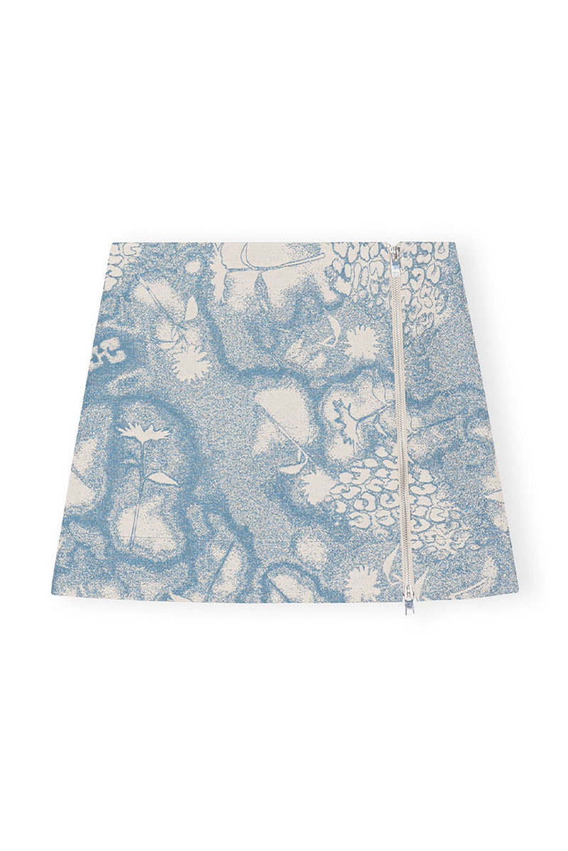 GANNI Brocade Mini Skirt - Silver Lake Blue