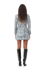 Brocade Fitted Blazer - Silver Lake Blue