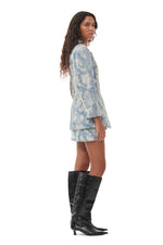 Brocade Fitted Blazer - Silver Lake Blue