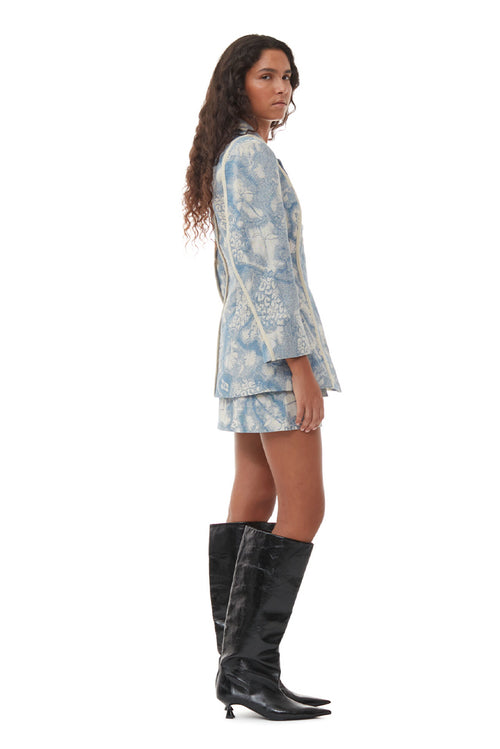 Brocade Fitted Blazer - Silver Lake Blue