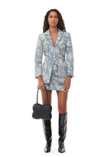 Brocade Fitted Blazer - Silver Lake Blue