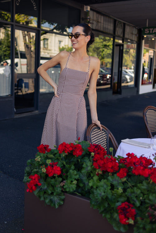 Callie Dress - Petite Mocha Gingham