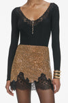 SELF PORTRAIT Crystal Chainmail Mini Skirt - Champagne