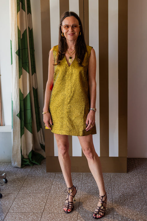 Fountain Metallic Mini Dress - Star Gold