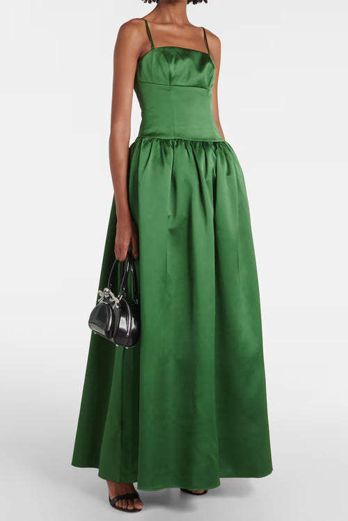 Satin Bandeau Maxi Dress - Green