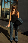 Lazer Denim Iry HW Bootcut Slit - Mid Blue Stone