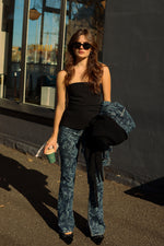 Lazer Denim Iry HW Bootcut Slit - Mid Blue Stone