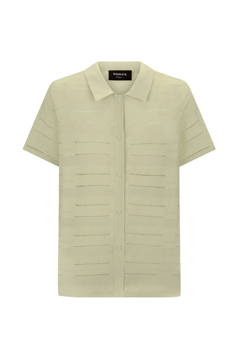 Seda Silk Check Shirt - Pistachio