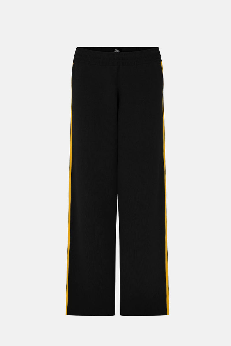 Side Snap Track Pant - Black/Tumeric