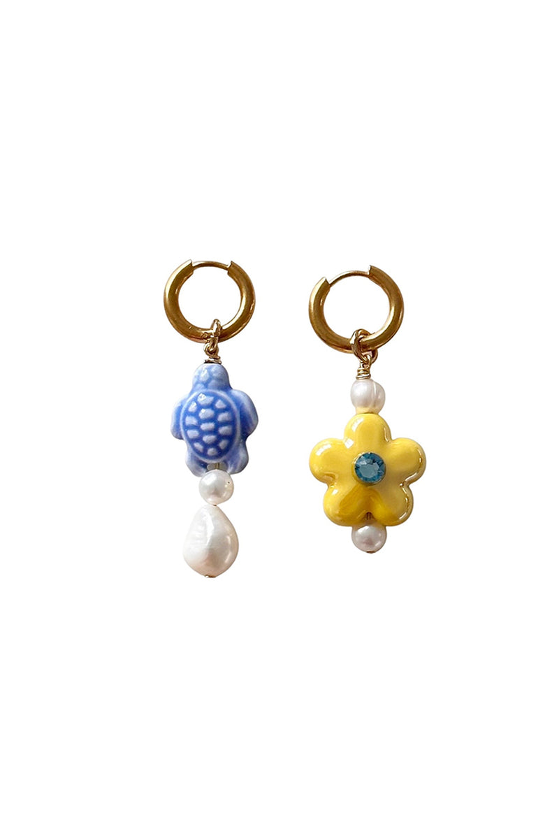 Ravello Fiori Earrings - Blue & Yellow
