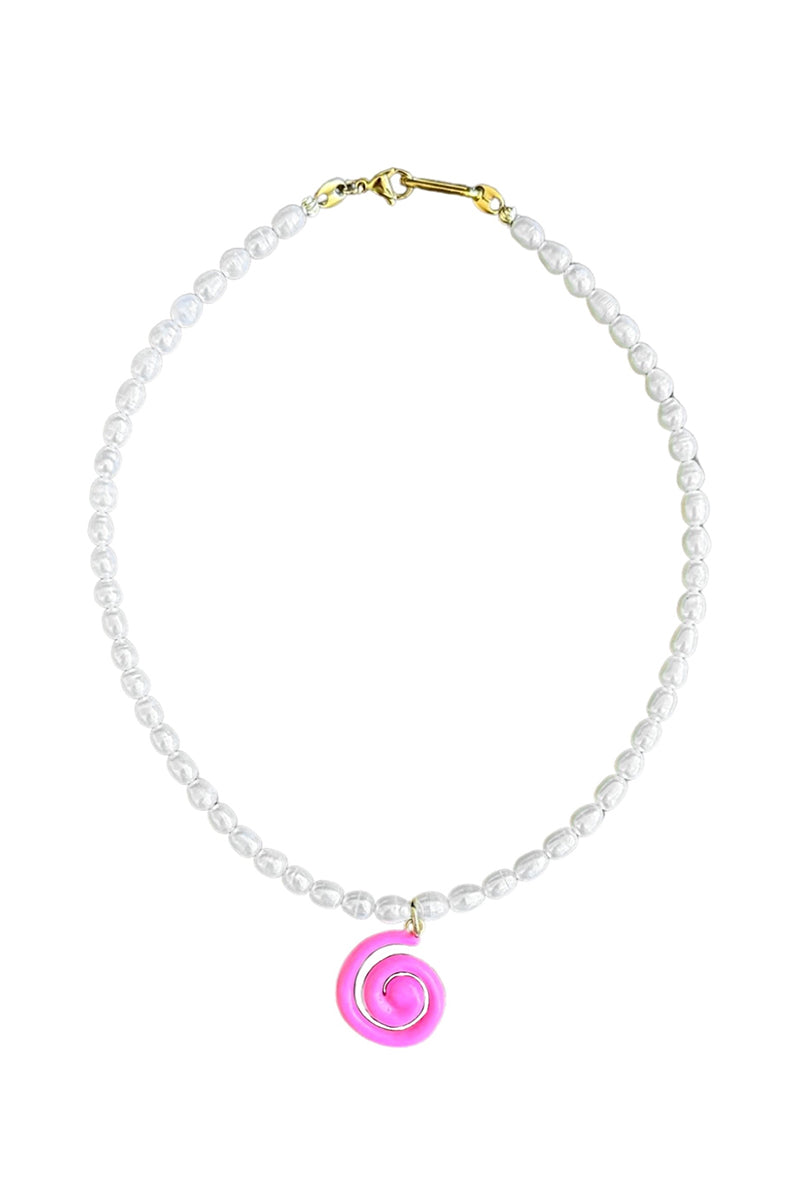 Super Swirl Pearl Necklace Pink White Filly s Stable