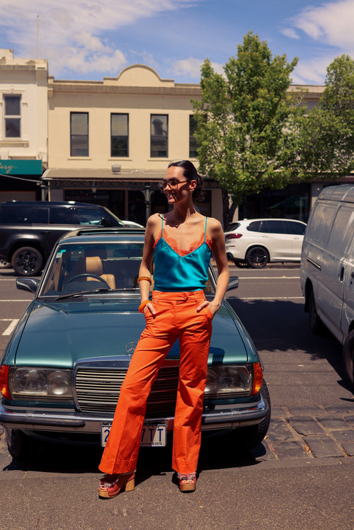 Lipp Silk Cami 2.0 - Teal/Tangelo