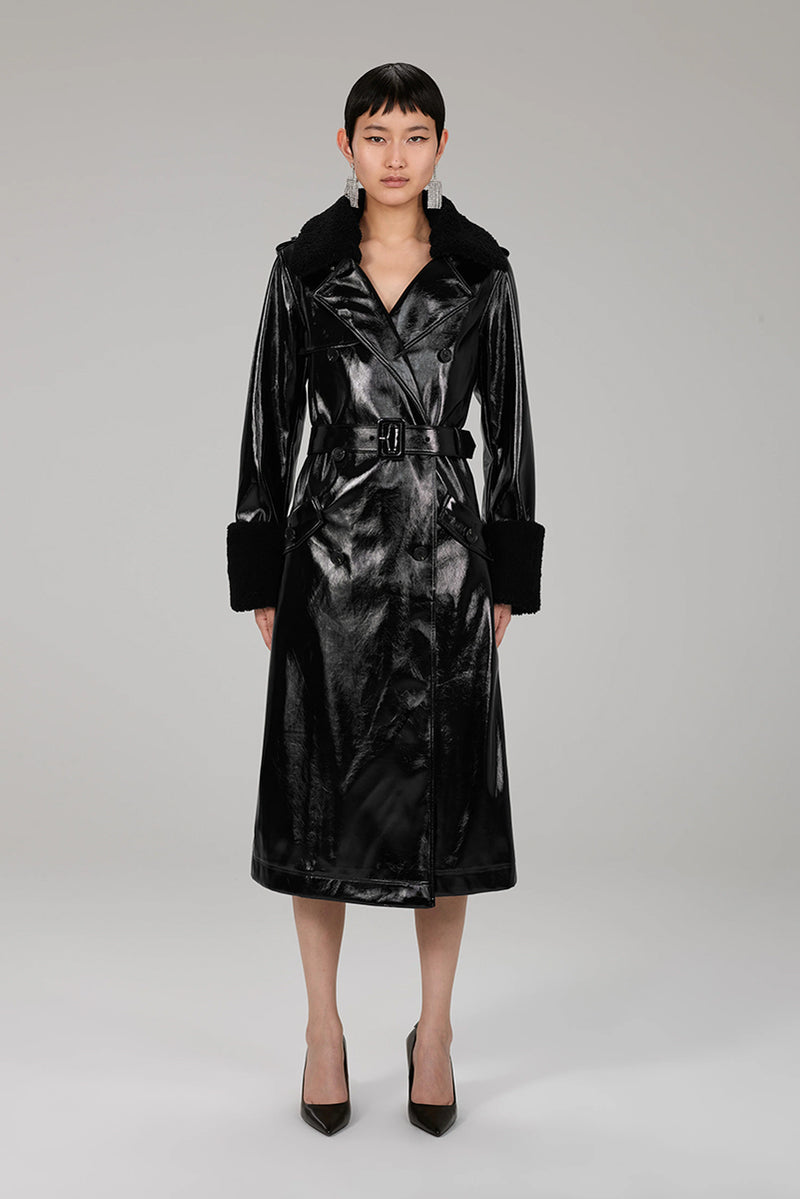 Patent Coat - Black
