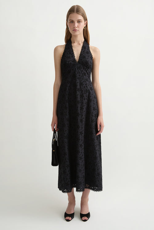 Salma Halter Dress - Black